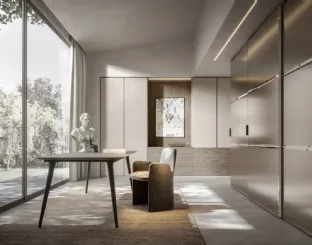 Wardrobe with Reflex Acid-Etched Bronze Mirror Sliding Doors by Veneran.