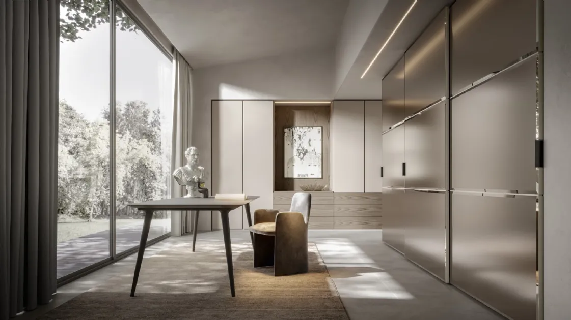 Wardrobe with Reflex Acid-Etched Bronze Mirror Sliding Doors by Veneran.