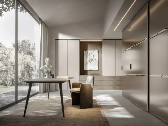 Wardrobe with Reflex Acid-Etched Bronze Mirror Sliding Doors by Veneran.