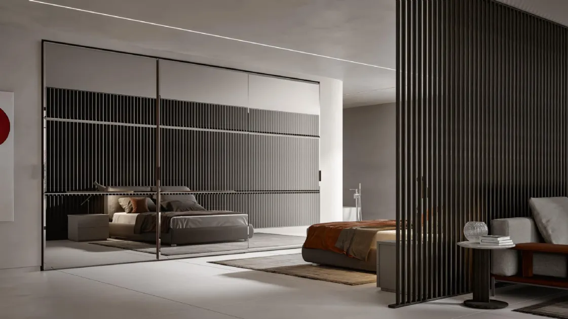 Wardrobe with sliding doors Reflex Bronze Mirror by Veneran