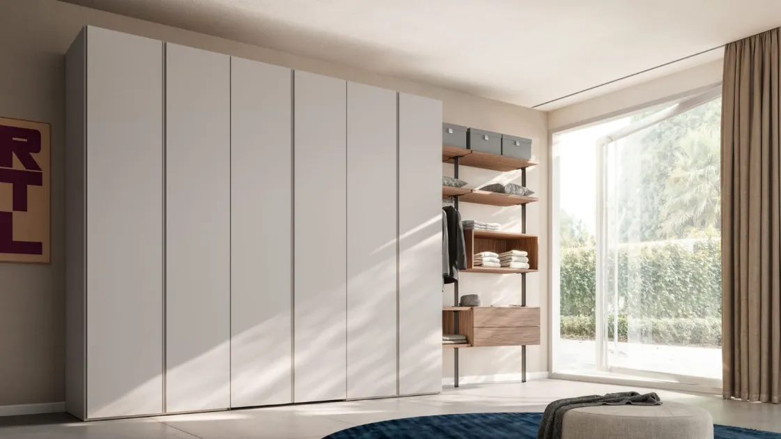 Tratto swing door wardrobe + Pole 30 walk-in closet by Orme