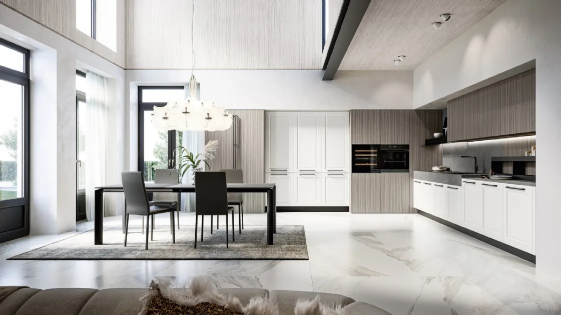 Asolo by Arredo3 Classic corner kitchen in open-pore lacquered and laminate
