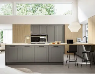 Classic kitchen with peninsula Gioiosa 01 in lacquered and laminate by Arredo3.