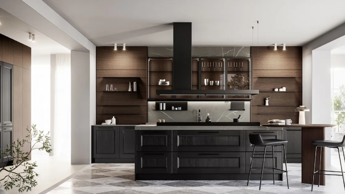 Classic kitchen in open-pore lacquer with Gioiosa island by Arredo3