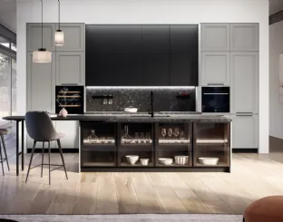 Classic kitchen with Opera 02 island in lacquer and wood by Arredo3.