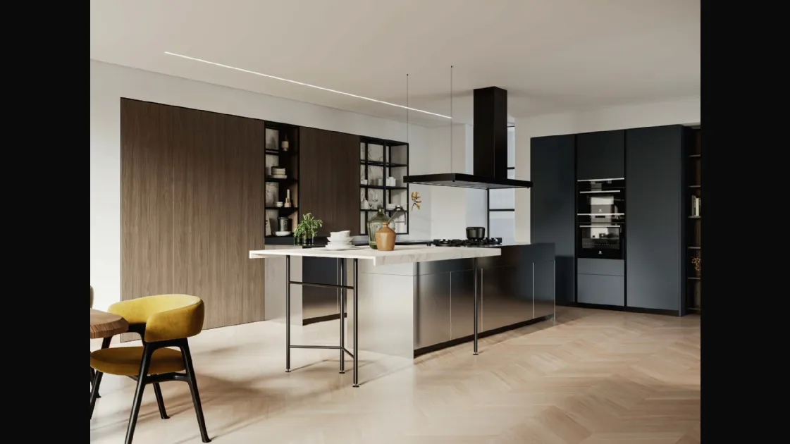 Design Kitchen with All-Around Island D23 01 by Doimo Cucine