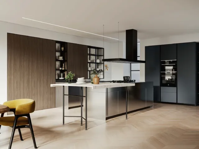 Design Kitchen with All-Around Island D23 01 by Doimo Cucine