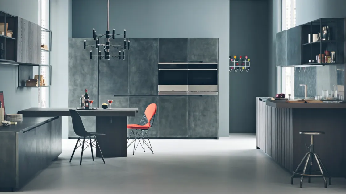 Design kitchen with Fifty 02 peninsula by Zampieri Cucine