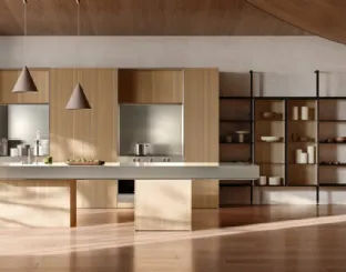 Design Kitchen with Impronta 07 Island by Coro in Wood and Steel from Doimo Cucine