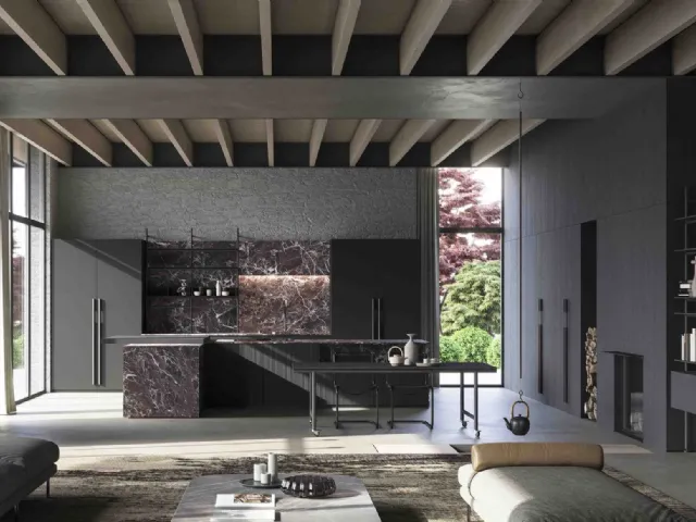 Irori 01 Design Kitchen in lacquered finish and Zampieri Cucine Gres
