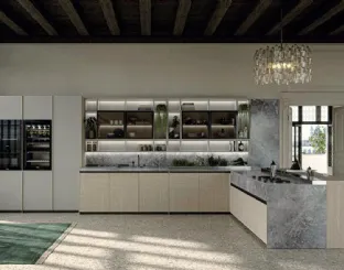 Design kitchen with peninsula Loggia In 02 by Zampieri Cucine