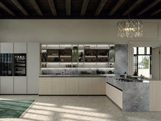 Design kitchen with peninsula Loggia In 02 by Zampieri Cucine