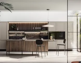 Modern Kitchen with Alma 01 island in PET and laminate by Arredo3