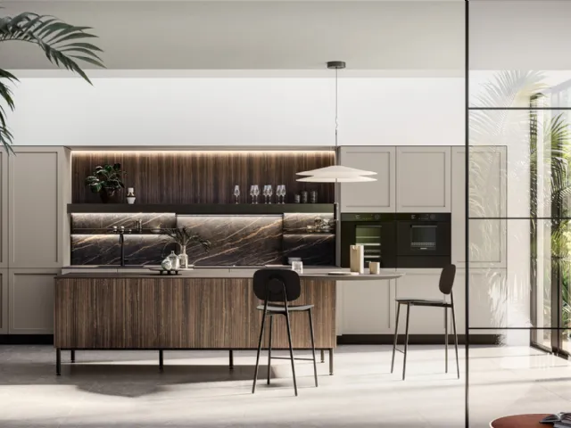 Modern kitchen with Alma 03 island in pet and laminate by Arredo3