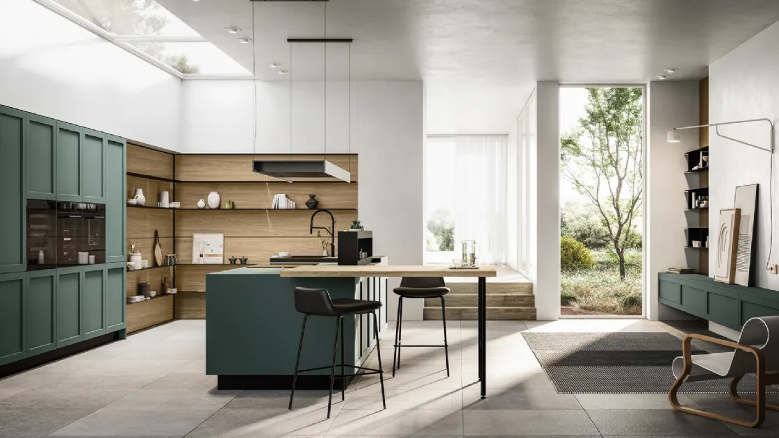 Modern Kitchen in PET and laminate with Alma island by Arredo3