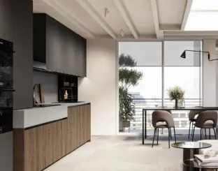 Modern linear kitchen Asia 03 in oak and lacquer by Arredo3.