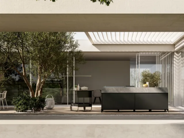 Modern outdoor kitchen in aluminum Aura 01 by Arredo3