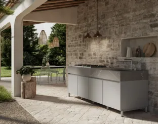 Modern aluminum outdoor kitchen Aura 02 by Arredo3.