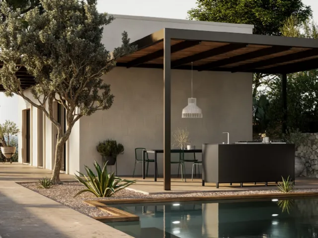 Modern outdoor aluminum kitchen Aura 03 by Arredo3.