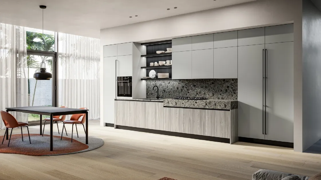 Cloe 02 Modern Linear Kitchen in Laminate and Lacquered by Arredo3