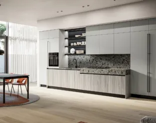 Modern linear kitchen Cloe 03 in laminate and lacquer by Arredo3.