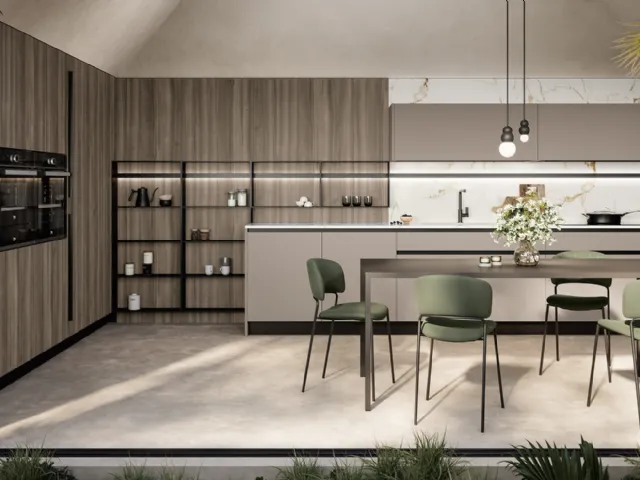 Modern Corner Kitchen Cloe 04 in lacquered and laminate by Arredo3
