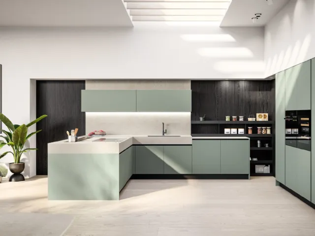Modern kitchen with Cloe 05 peninsula by Arredo3.