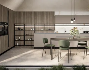 Modern angular kitchen Cloe 06 in lacquer and laminate by Arredo3.