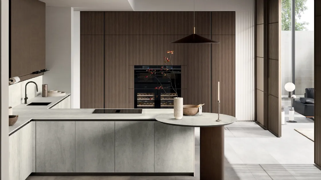 Modern Kitchen with Glass 01 Peninsula by Arredo3