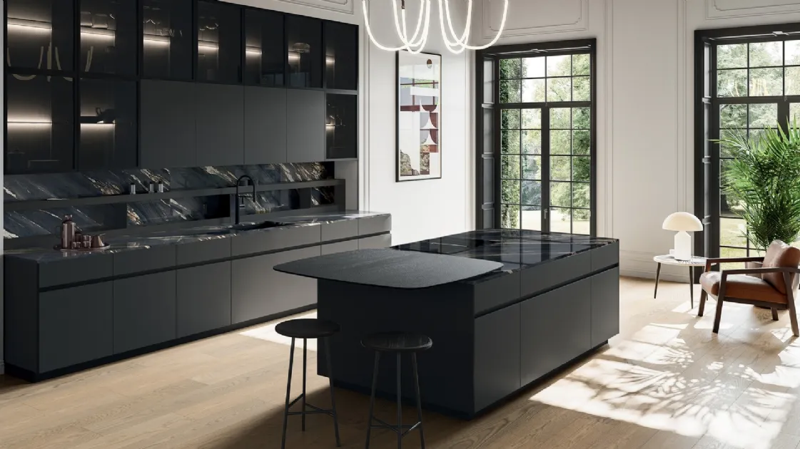 Modern Kitchen with Glass 03 Island by Arredo3