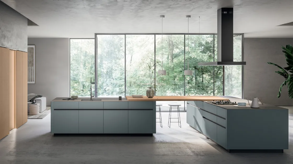 Modern kitchen with double Glass island 2|0 01 by Arredo3.