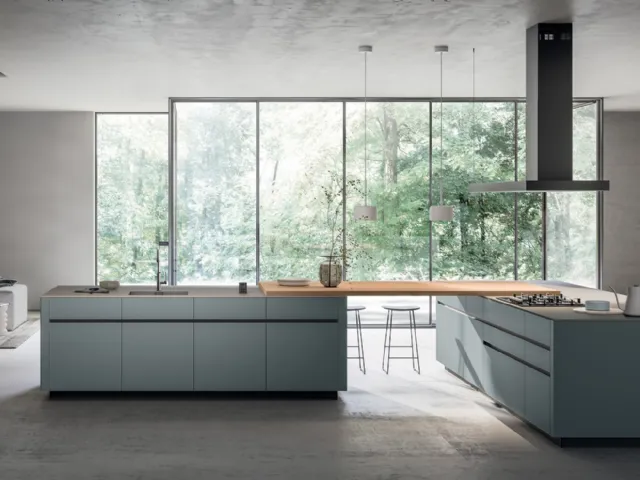 Modern kitchen with double Glass island 2|0 01 by Arredo3.