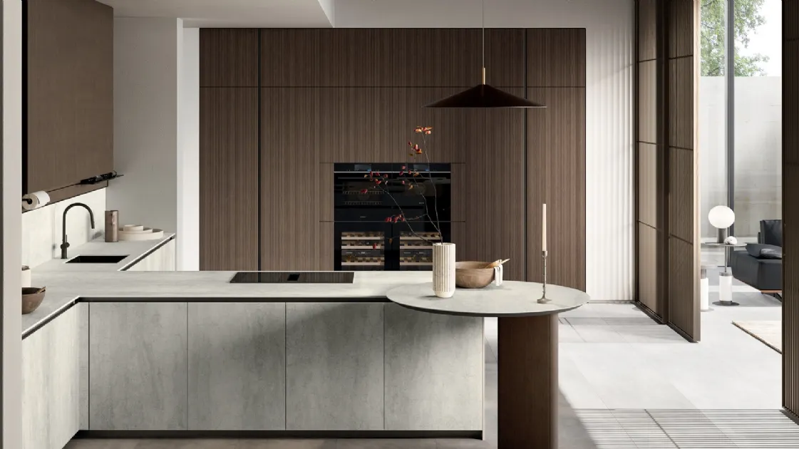 Modern kitchen with Glass 2|0 06 peninsula by Arredo3