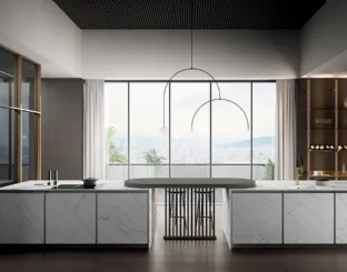 Modern Kitchen with Kronos 01 Peninsula in Laminam by Arredo3