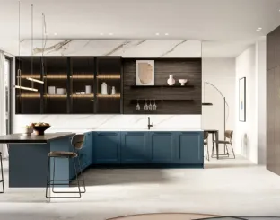 Modern kitchen with Meg 01 peninsula in lacquer and laminate by Arredo3