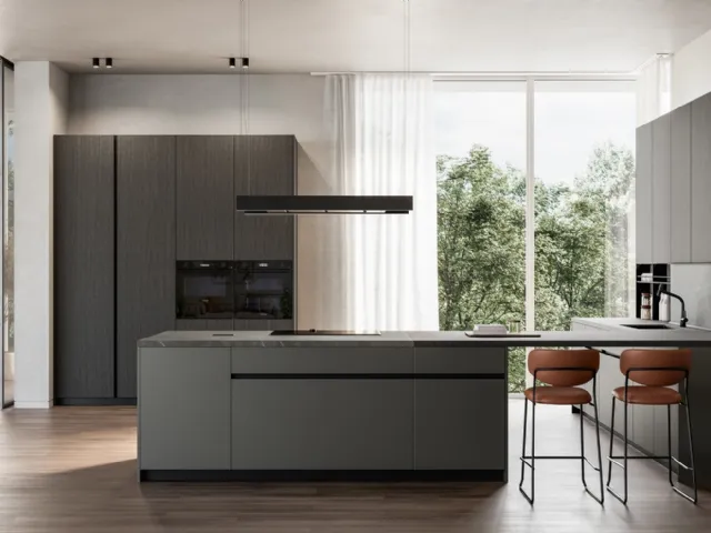 Modern Kitchen with Time 03 Peninsula by Arredo3