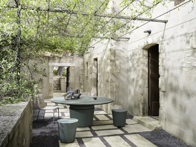 Kasane Pouf and Table in terracotta by Gervasoni
