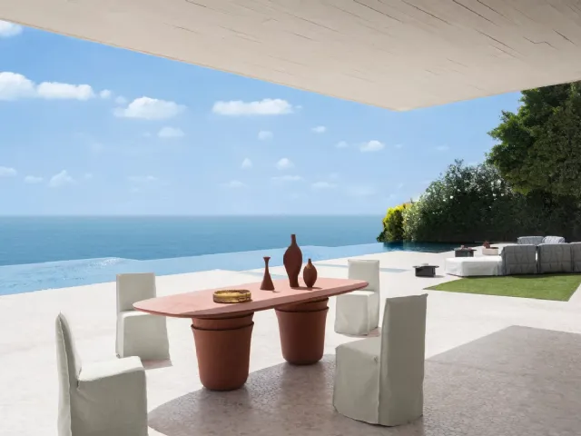 Kasane terracotta table by Gervasoni.