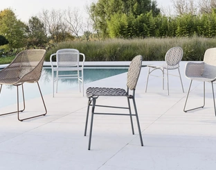 Colette chair in steel with Colette Resin weave by Gervasoni.